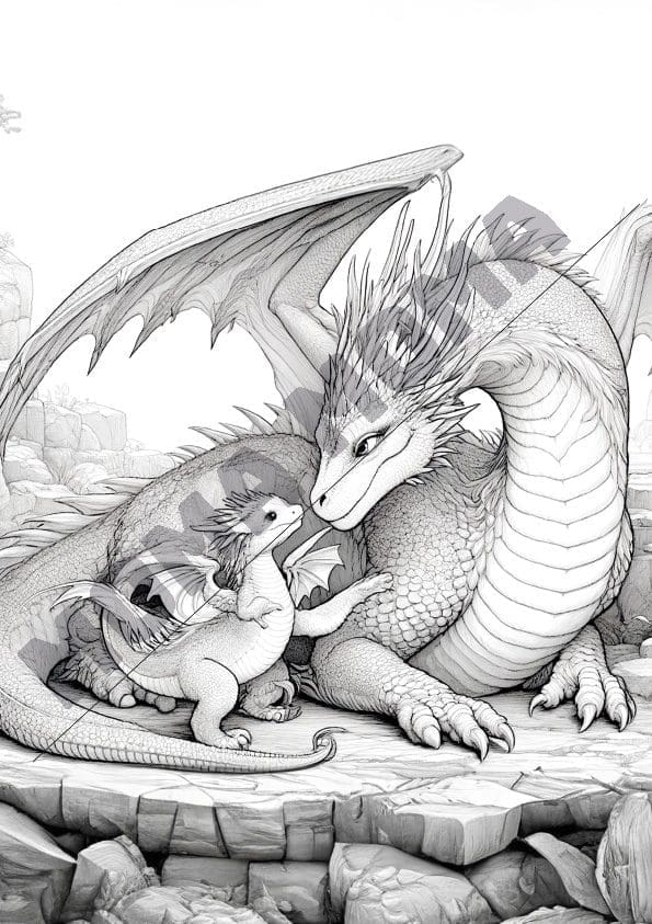 Draghi Da colorare. 32 Tavole  fantasy. - immagine 2