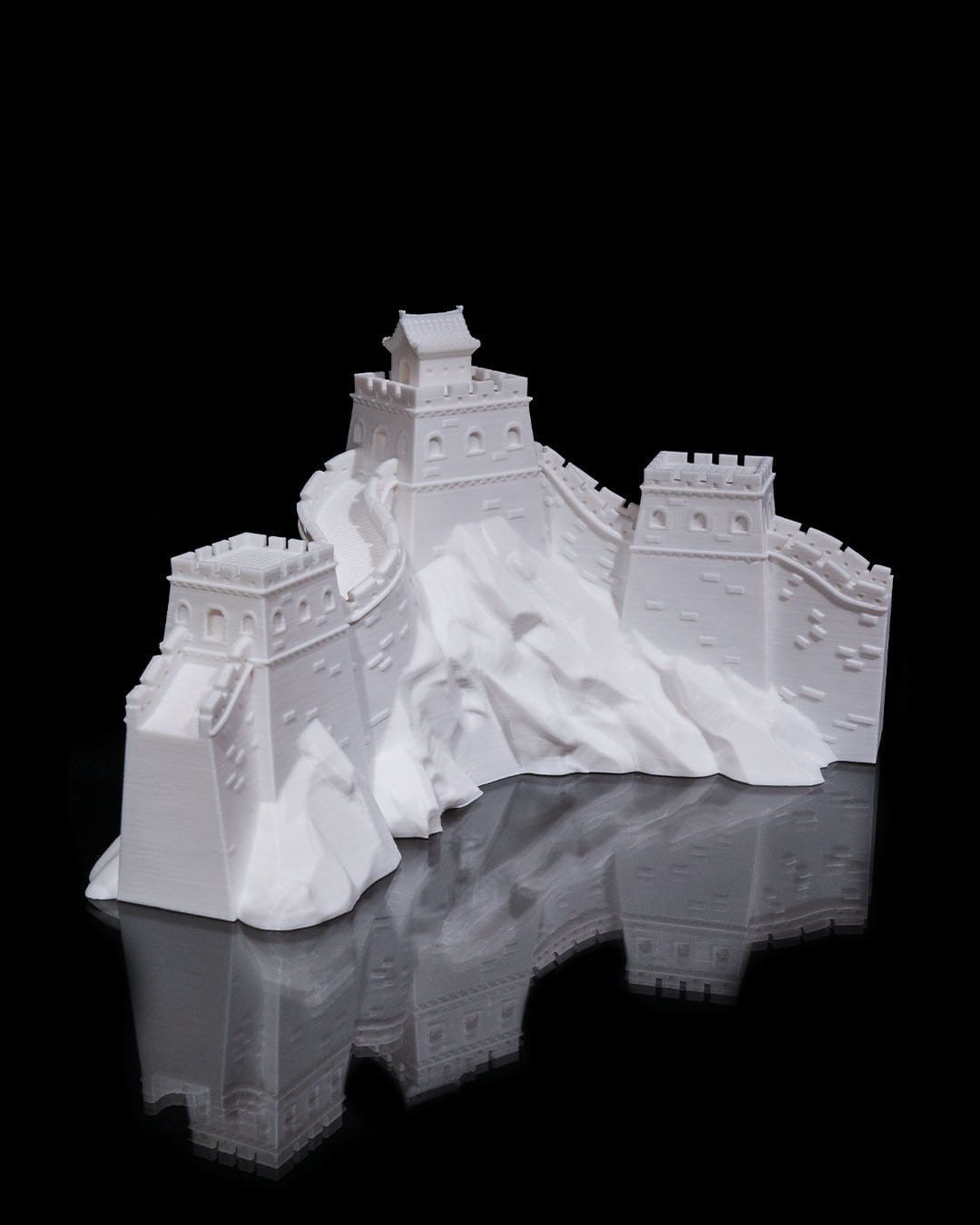 Miniatura da colorare in 3D, miniatura delle Grande Muraglia CInese.