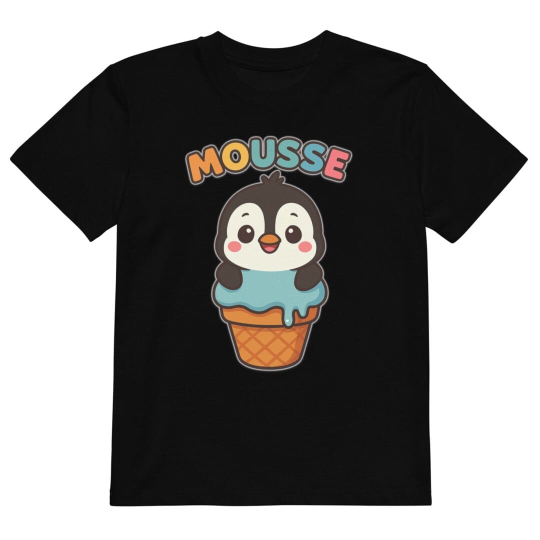 T-shirt in cotone organico per bambini - Pinguin Mousse - Kawaii Style