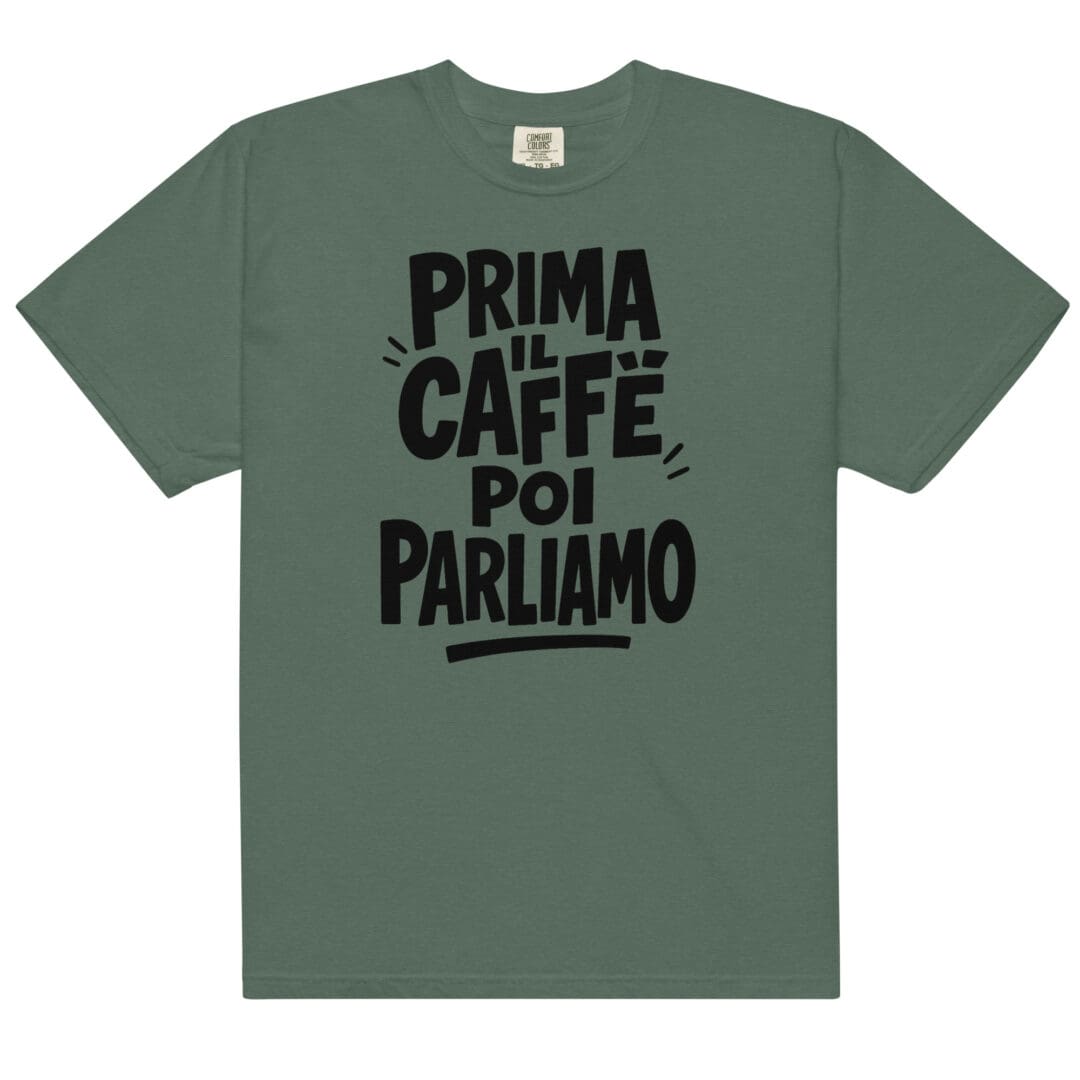 Maglietta unisex “Prima il caffè, poi parliamo” – T-shirt ironica in cotone pesante per amanti del caffè e mattine difficili. - immagine 10