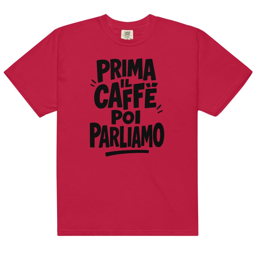 Maglietta unisex “Prima il caffè, poi parliamo” – T-shirt ironica in cotone pesante per amanti del caffè e mattine difficili. - immagine 3